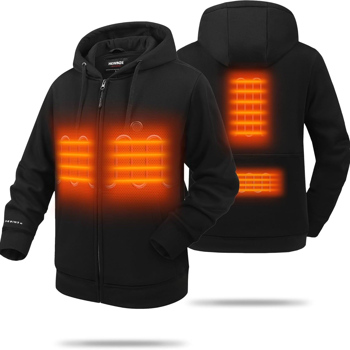 HEWINZE Heated Zip-Up Hoodie with 7.4V Battery Pack